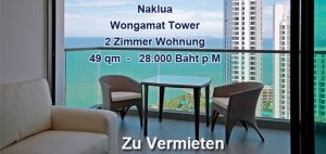 Naklua Wongamat Tower tolle Wohnung zu vemieten - fantastischer Meerblick